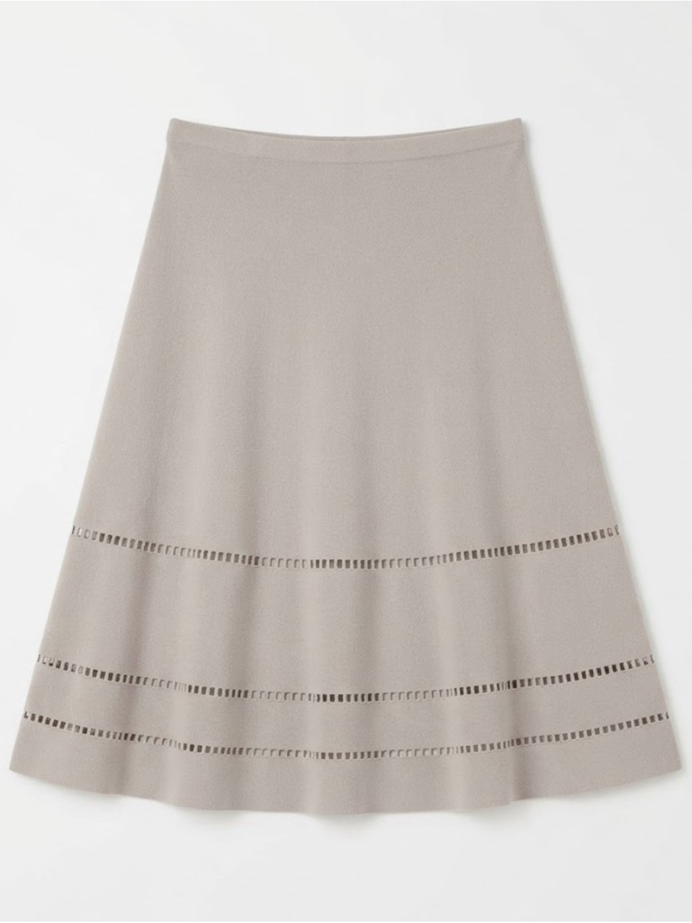 Banana Republic Tan Knit Midi Skirt Size Medium Cutout Detail A-Line Office